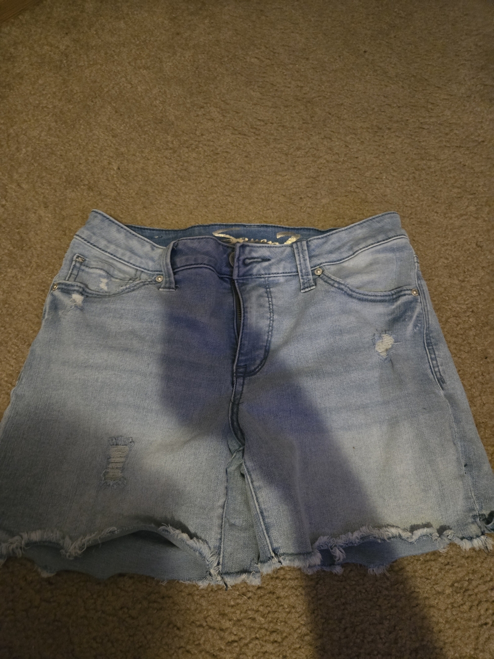 Seven7 Light Blue Distressed Denim Cutoff Shorts